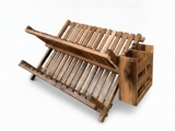Bespoke Foldable Acacia Wood Dish Rack with Utensil Holder